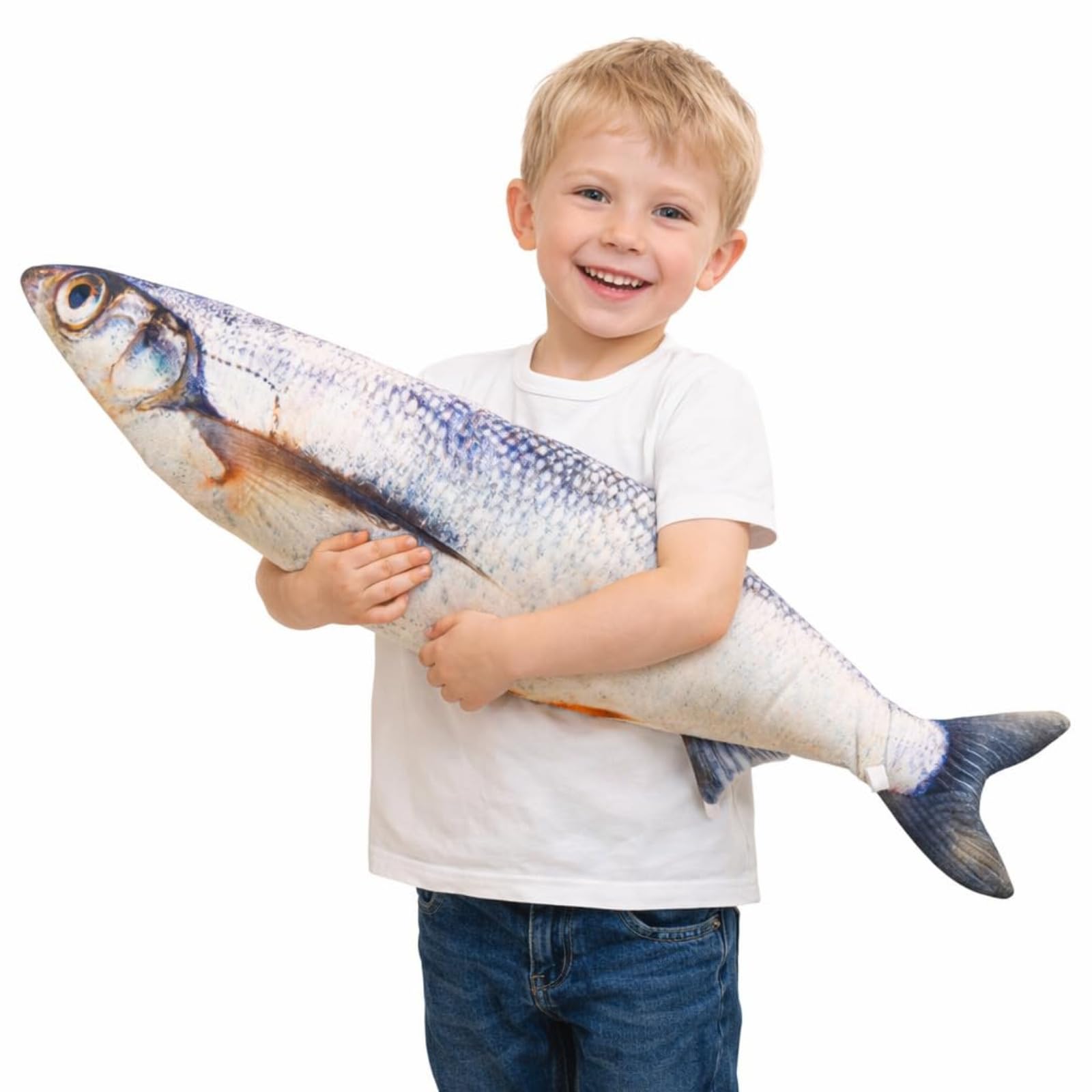 JORCEDI Fish Stuffed Animal, Fish Plush Toys,Simulations-Fisch Plush Pillow Plush Throw Pillow,Decorative Room-Ornament, Gift for Girls, Boys, Playing & Cuddling (80cm,White bream)