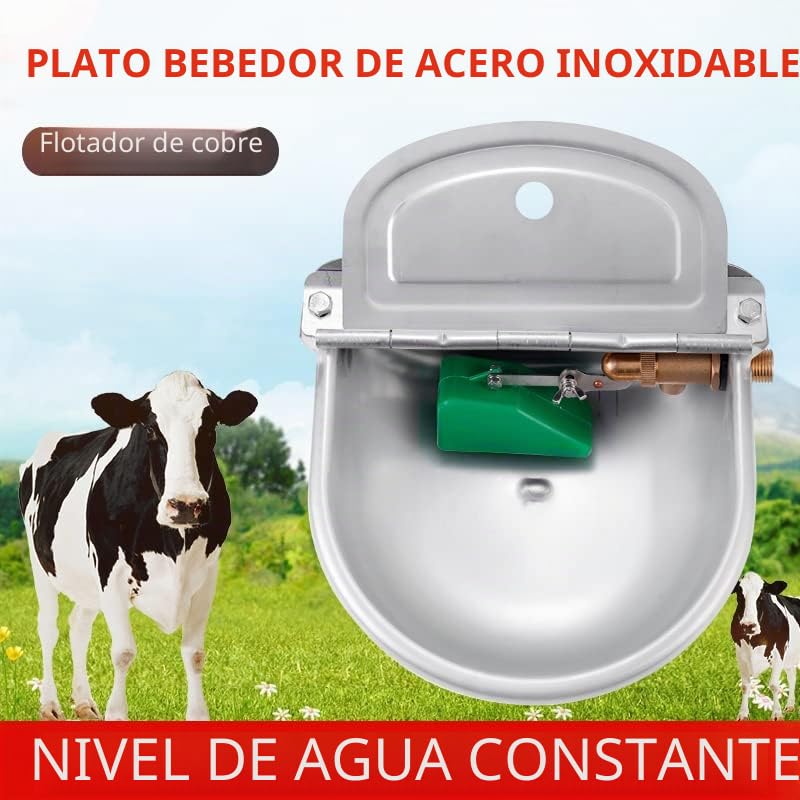 Bebedero Automático de Gran Capacidad Con Válvula de Flotador de Cobre - Acero Inoxidable Para Ganado, Ovejas, Perros y Caballos
