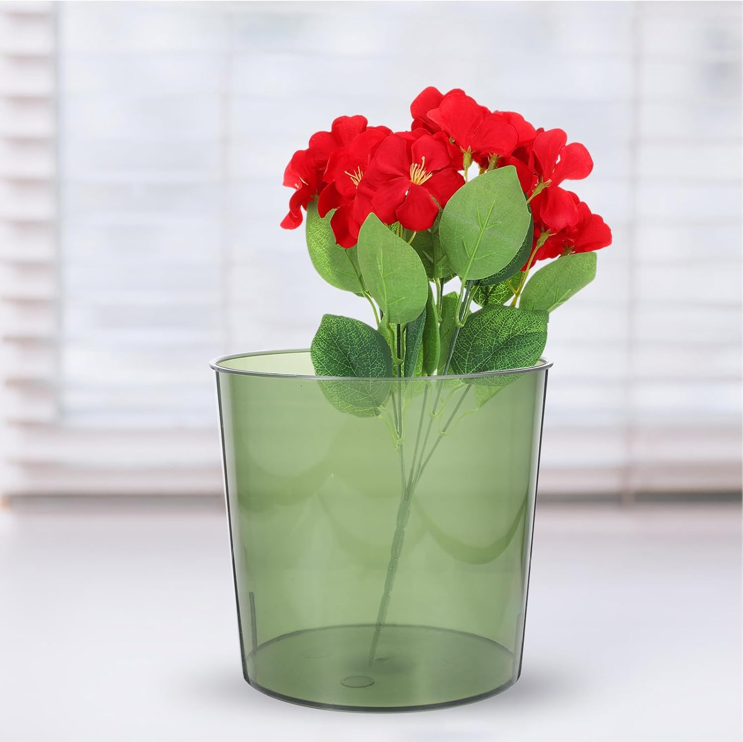 PRETYZOOM 6.53 Inch Transparent Plastic Flower Bucket Anti-Fall Vase for Fresh Flowers Multi-Functional Flower Holder and Storage Container for Home Office Kitchen Decor
