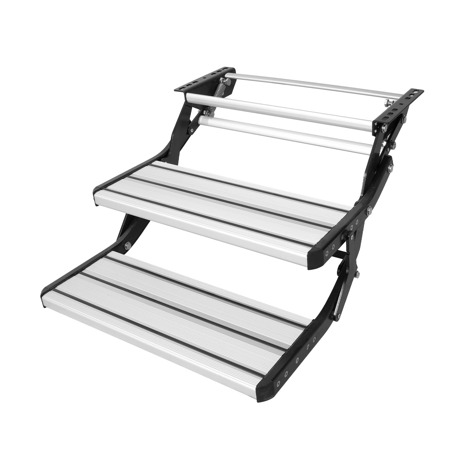 VEVOR Escalera para Vehículo Recreativo de 2 Escalones Carga de 199,58 kg Escaleras Retráctiles Manuales Antideslizantes de aleación de Aluminio, para Vehículos Recreativos, Remolques, Autocaravanas