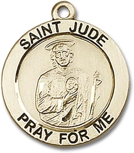 Miniatura 2 de Bonyak Jewelry Saint Medal Collection Colgante St. Jude relleno de oro de 34 x 34 pulgadas con cadena de bordillo Lite rellena de oro, Metal