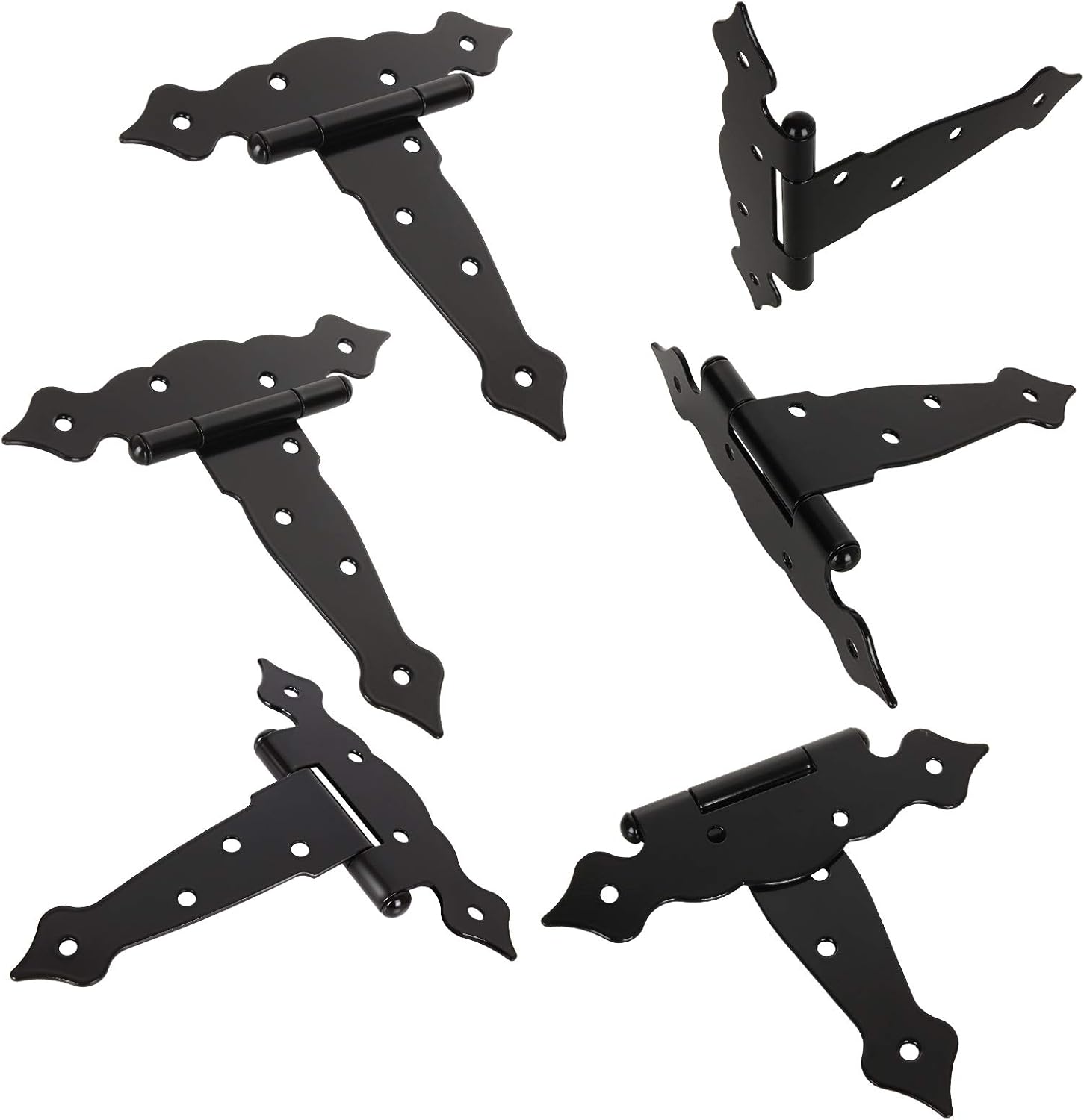 4PCS 7-1/2 Inch Tee Hinges, Heavy Duty Gate Hinges, Black T Strap Hinges for Wooden Barn Doors, T Shape Hinge Classic Shed Door Hinge Hardware for Wood Fence Swing Gate Window, with Screws