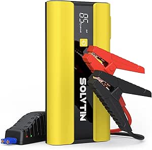 SOLVTIN S6 Pro Jump Starter 2000A Peak, Portable Car Jump Starter for up to 8L Gas and 6L Diesel, 12V Battery Booster Pack with LCD Display, Jumper Cables, PD30W Type-C Port, QC3.0, LED Light