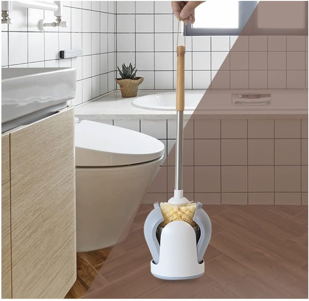 Toilet Brush Toilet Brush Holder Household Wall-Mounted Toilet Bowl Brush Bathroom Long-Handled Toilet Cleaning Brush 360° No Dead Angle Cleaning Brushs with Base Cleaning Brush