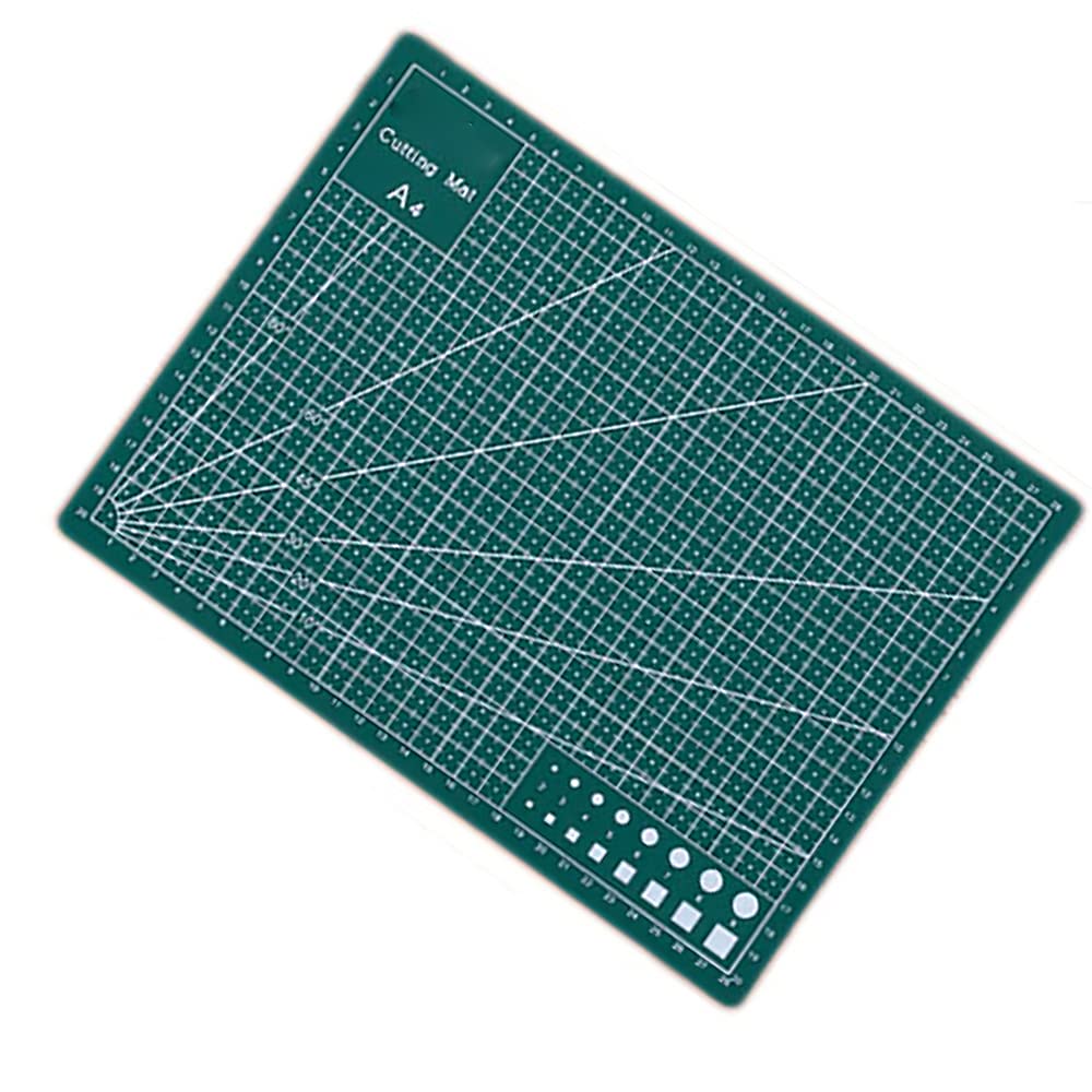 Self Healing PVC Cutting Mat, Gridded Rotary Cutting Board, Sturdy Craft Cutting Mat, Double Sided, A4, Dark Green