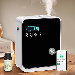 ShinePick Aroma Diffuser Wasserlos, 240ml Smart Wasserloser Diffuser für Ätherische Öle, LCD-Display, App Telefonsteuerung Aroma Diffusor Ohne Wasser Set Mit 80ml Ätherische Öle