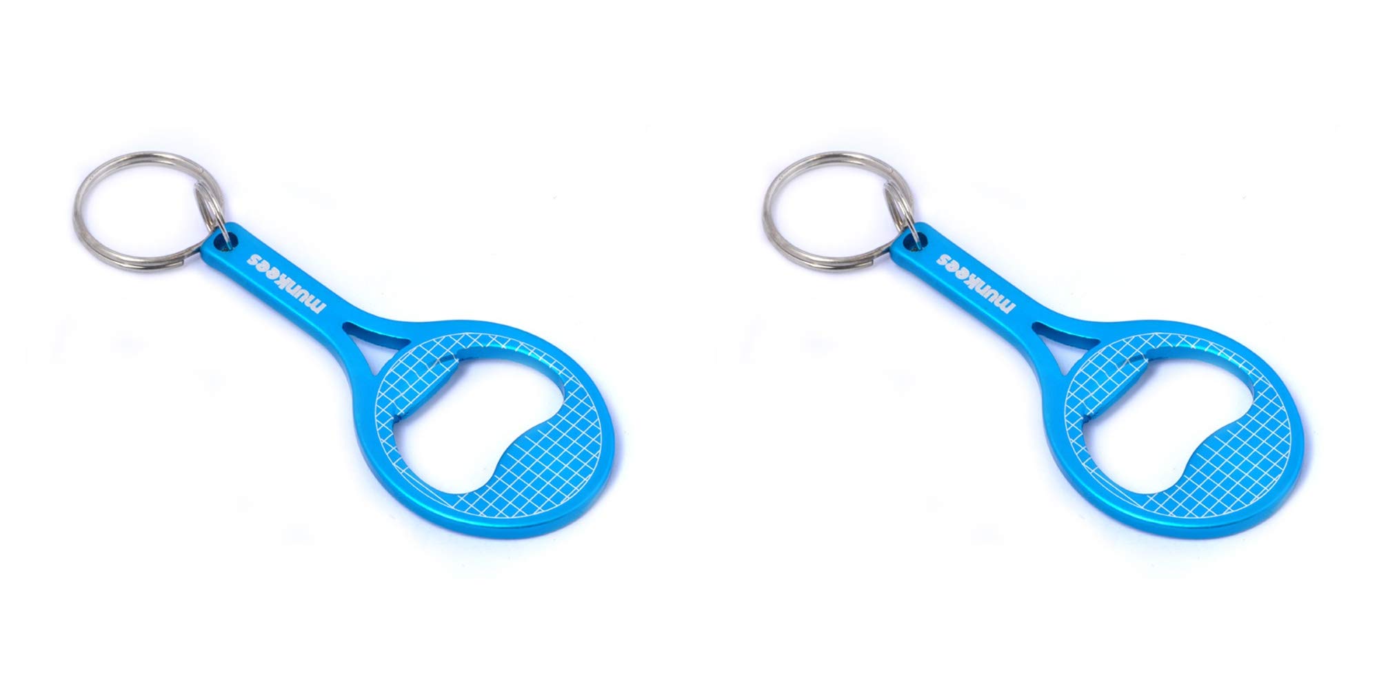 Munkees 2 x Keychain Bottle opener Tennis Sport Racket, Aluminium, Blue, Doublepack, 340569