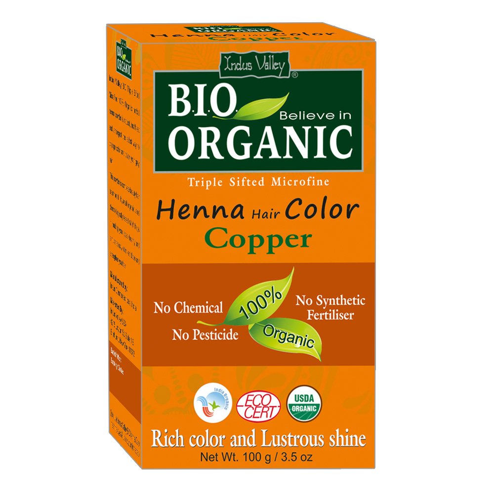 Bio Organic Natural Henna Powder For Hair Dye Copper Brown- 3.5 oz