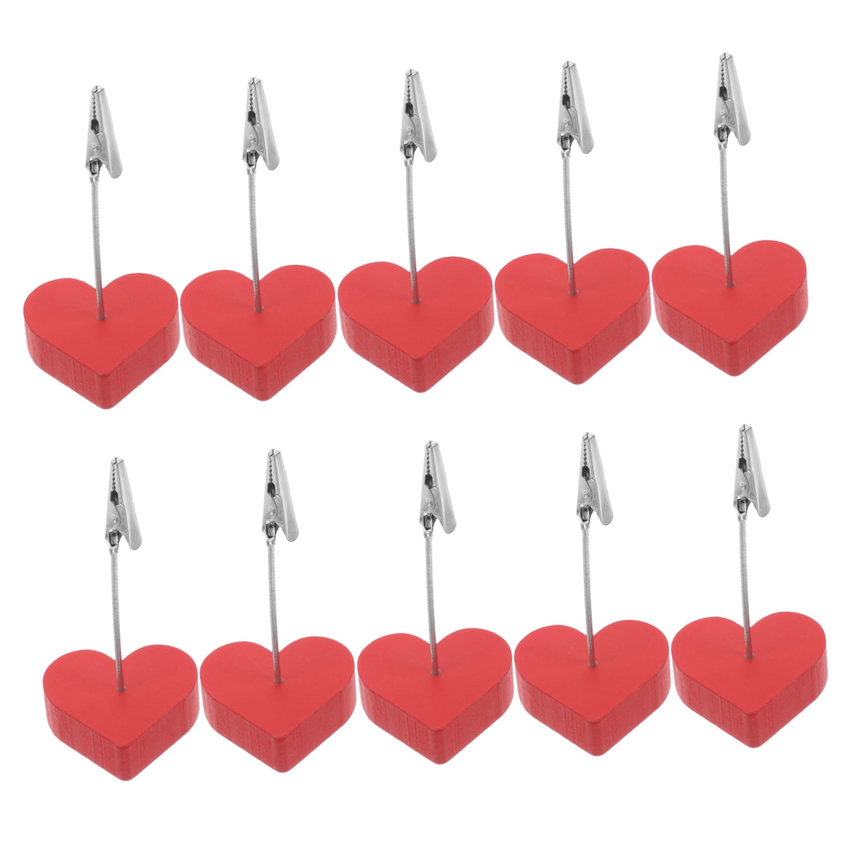BESPORTBLE 10pcs Valentine Day Photo Clip Holders with Wooden Base Romantic Memo Card Stands for Home Decor Food Sign Displays Unique Loved Ones for Messages and Photos