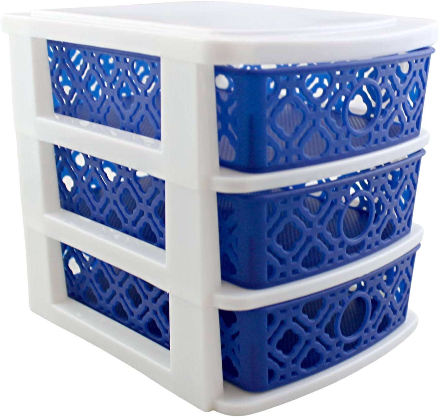 3 Drawer Basket Weave Mini Plastic Organizer Makeup HBA