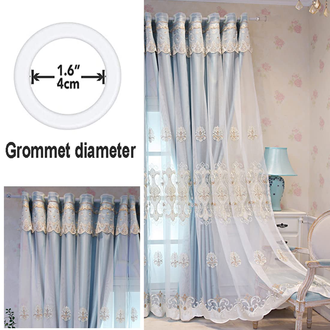 Tenda oscurante in tulle ricamato, a doppio strato, con occhielli, per soggiorno e camera delle ragazze, traspirante, a risparmio energetico, isolamento termico, divisorio per hotel