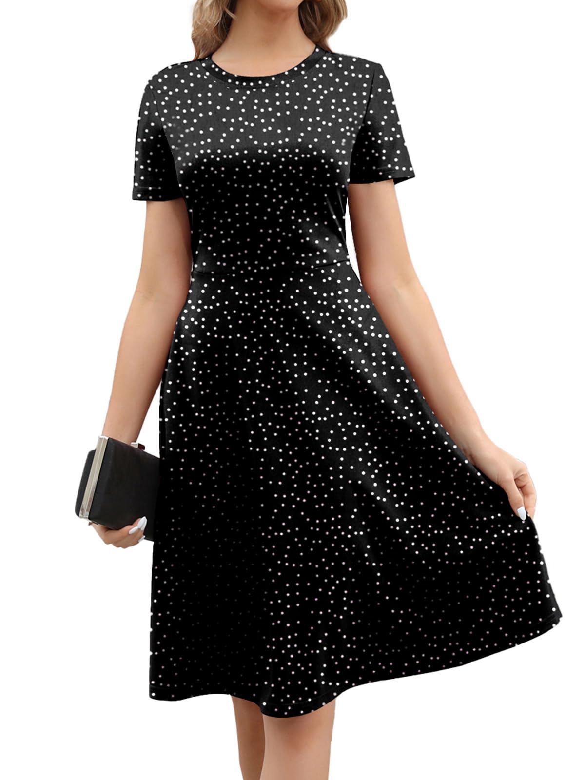 Women's 2026 Fit and Flare Dress Summer Casual Elegant Vintage Floral Printed Work Party A-line Dress with Pockets 162