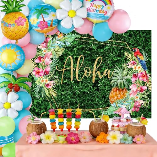 Fondo tropical para fotos con piñas y hojas verdes 10x8 ft miniatura 2