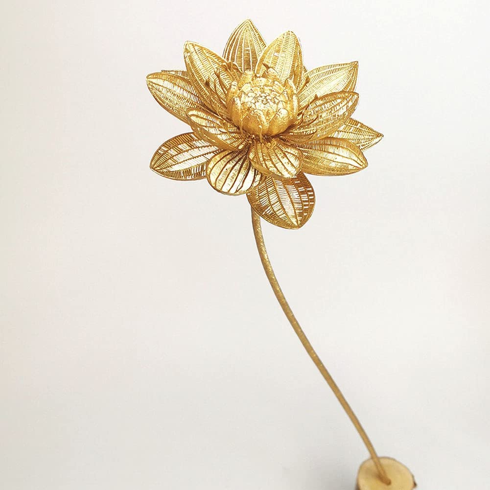 フラワー・ガーデニング S 1000 Gold Lotus ( RuRun Lotus ) Ohsail 3PCS Artificial Golden Lotus Flowers Leaf Foamy Lotus Seeds