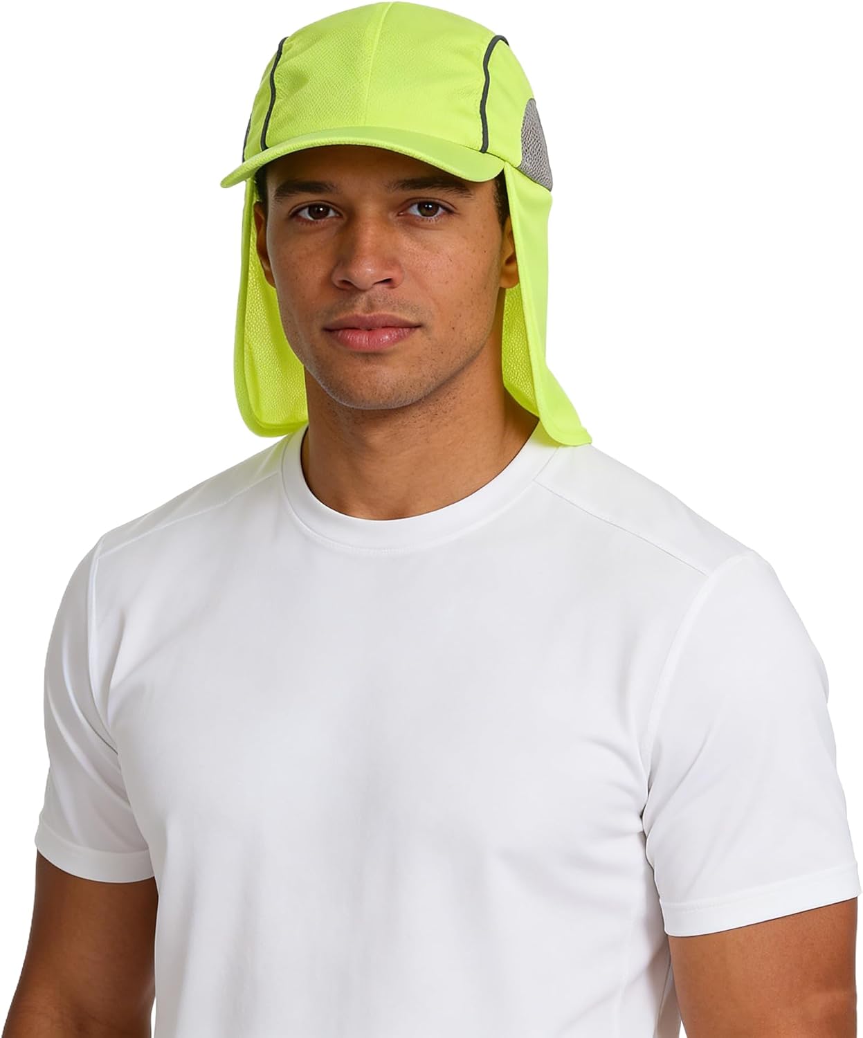 High Visibility Reflective Work Safety Hat Wide Brim Boonie Sun Hat UV Protection Fishing Cap with Neck Flap