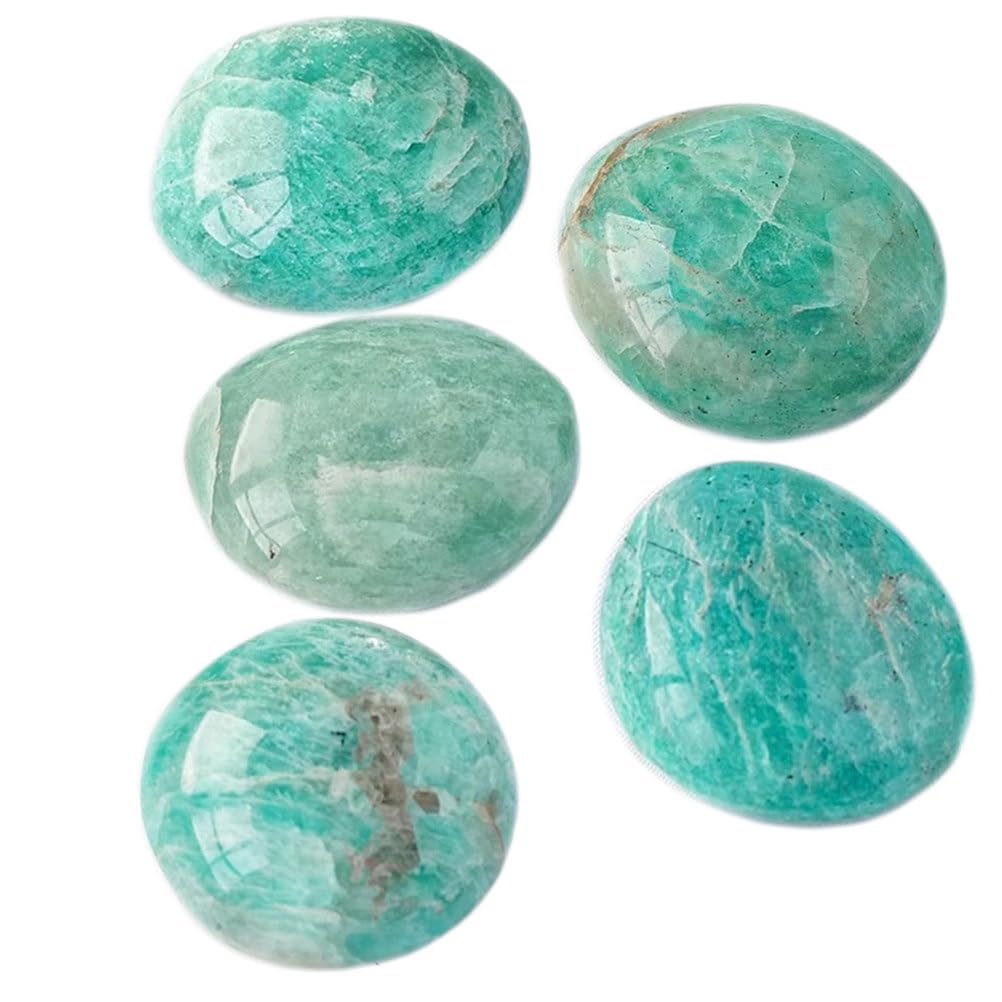 Cristalli di guarigione della Pietra di Palma amazzonite - 5 Pezzi Pietre lucidate Amazonite - Pocket Tascabile Stone per la Meditazione della Stregoneria e Allevamento d'ansia,40~50mm