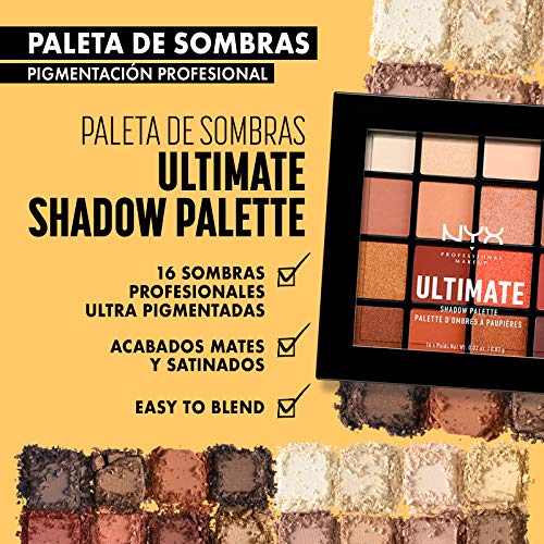 NYX Professional Makeup Paleta de sombra de ojos Ultimate Shadow Palette, Pigmentos compactos, 16 sombras, Acabados mate… - Imagen 3