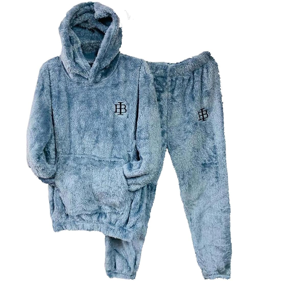 ukal Women's and Men's Wool Blend & Fleece Long Sleeve Pullover Hoodies Set Full Length Winter Nightwear Pajama and top Set Tracksuit Gym Suit Night Suit Set Size: (L-XXL)-picture-32