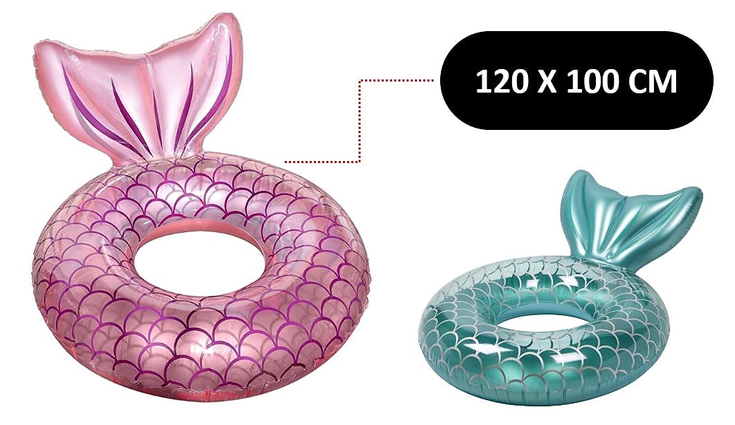 Asterin Sales Comfortable Inflatable Mermaid Tail Float Tubes with Sparkles for Water Party, Beach, Pool, Adult Float | 120 X 100 cm | Multi Color 3