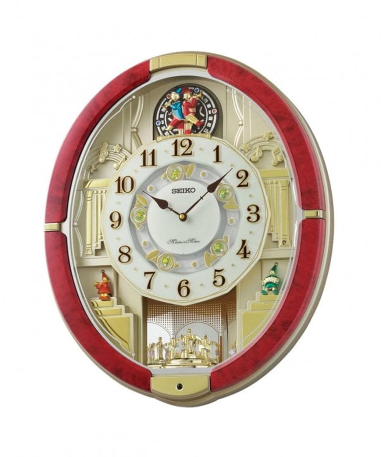 Seiko Red Melodies In Motion Wall Clock - Qxm612r