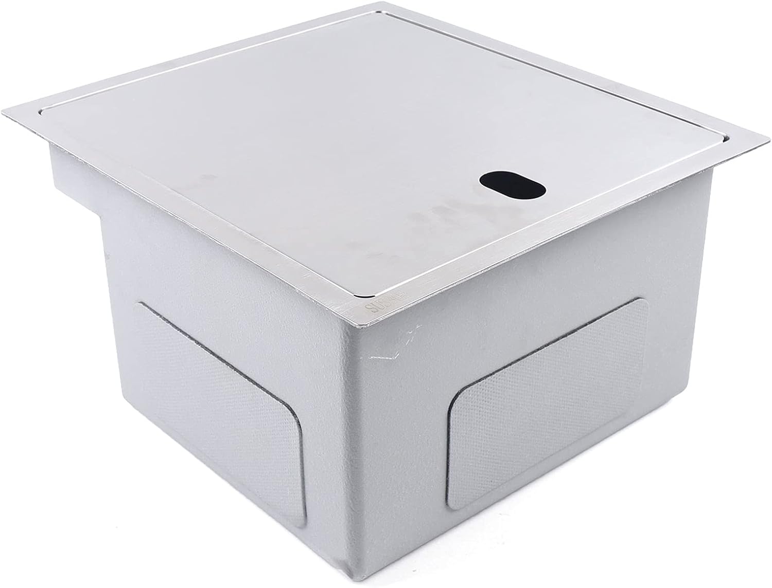 13.78 * 11.65 * 9.06 Drop In Kitchen Sink with Cover Hidden Kitchen Sink Single Bowl Square Stainless Steel with Folding Faucet Drain + Lid for Workstation RV Prep Kitchen and Bar Sink