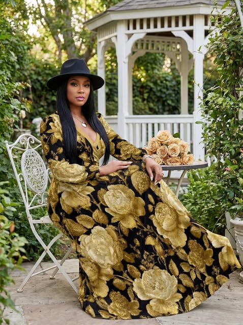 Image of SUZONANA Plus Size Dresses for Women Floral Print Maxi Dress Flowy 3 /4 Sleeve with Belt