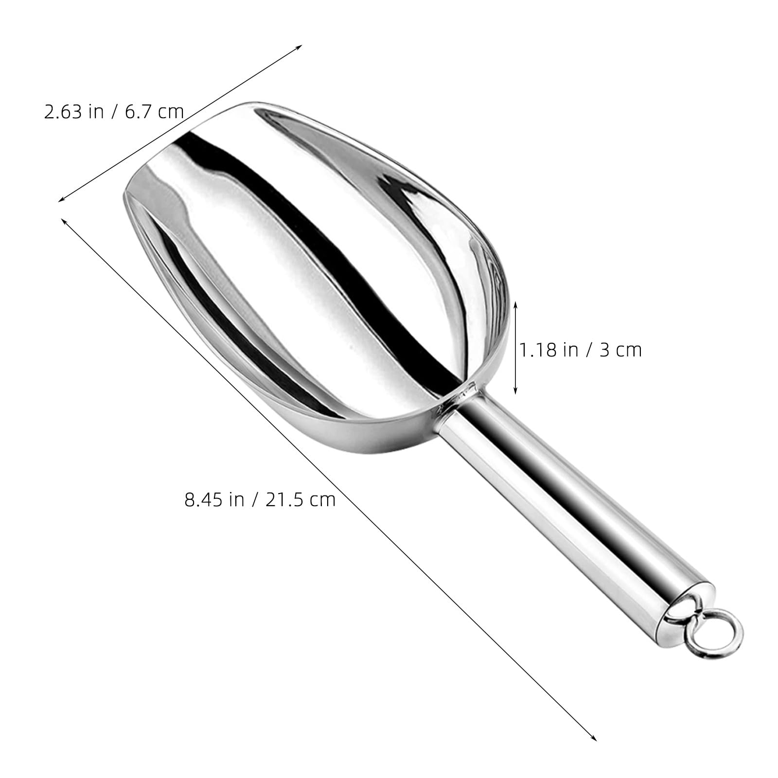 Operitacx 12 palas para hielo para congelador - Palas de metal para hielo de 170 ml, pequeñas de acero inoxidable con orificio para colgar, ideales para bares, bodas y fiestas. Aptas para