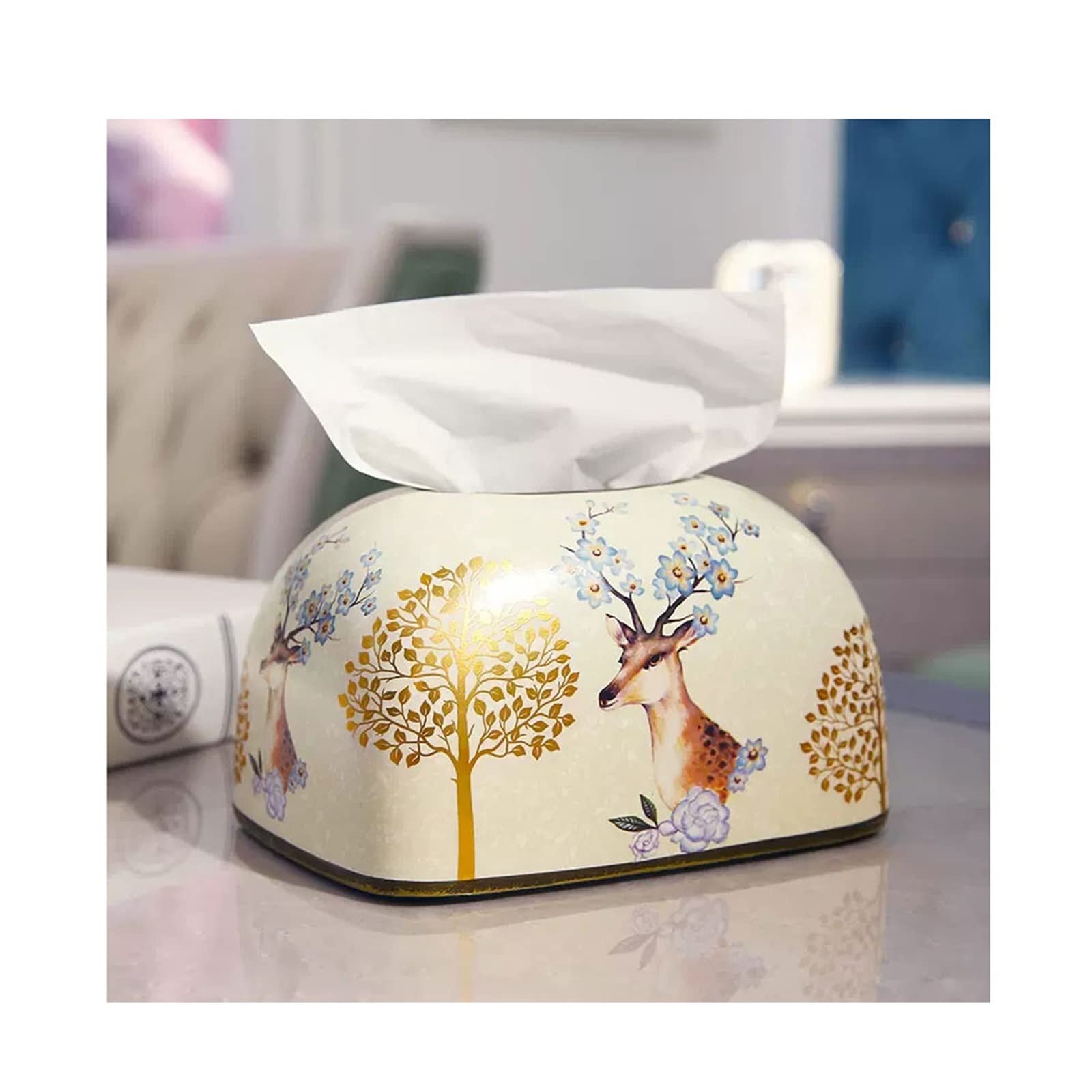 Portafazzoletti Multifunzionale Porta fazzoletti rettangolare Home Living Room Decorazione del desktop Scatola di immagazzinaggio di fazzoletti in ceramica Ristorante Decorazioni for ufficio Coperchio
