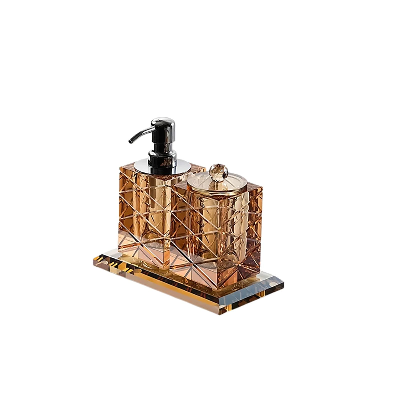 Wattestäbchenhalter-Set – Aufbewahrungsorganisator for Wattebällchen, Tupfer, Zahnseide-Picks und Make-up-Schwämme im Badezimmer(Amber)