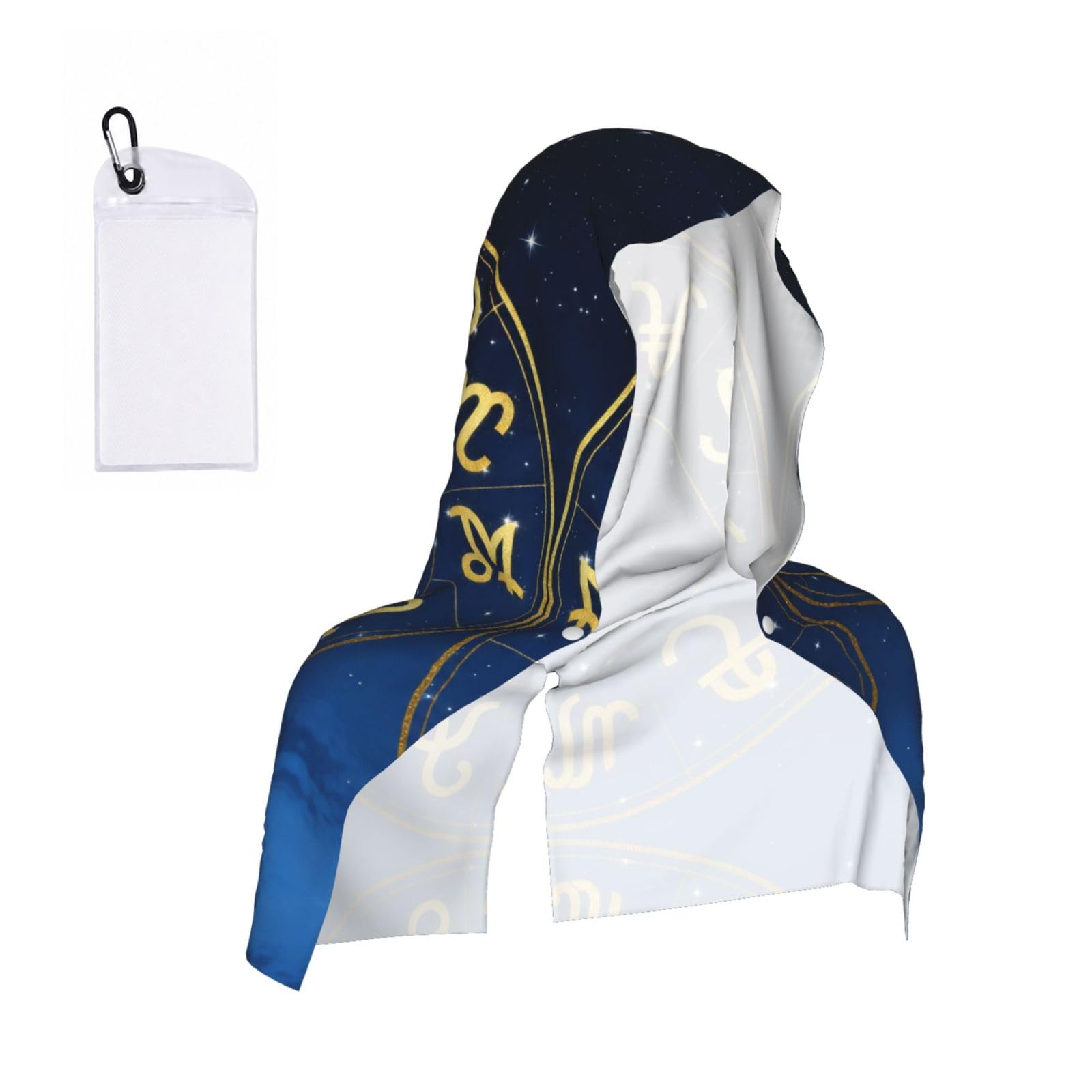 CNTDBU Zodiac Symbol Gold Cooling Towel Hooded-Instant Chill Neck Cover for Sports, UV Cooling Rag for Running Gym