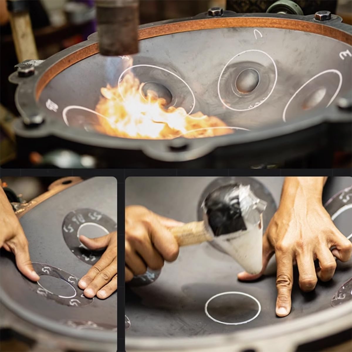 Tamburo in acciaio Handpan 432Hz/440Hz 10 note 22 pollici tamburo in acciaio per handpan in re minore(Nero,440Hz)