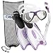 Cressi Palau Long Fins, Focus Mask, Dry Snorkel, Snorkeling Gear Package, Lilac-SM