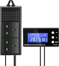 PID Reptile Thermostat Plug Socket,Digital Dimmer Temperature Controller 0-50℃ with Day & Night Timer,Thermostat Plug Socket UK for Home Brew Greenhouse Heater Heat Mat Tube Heater Reptile Vivarium