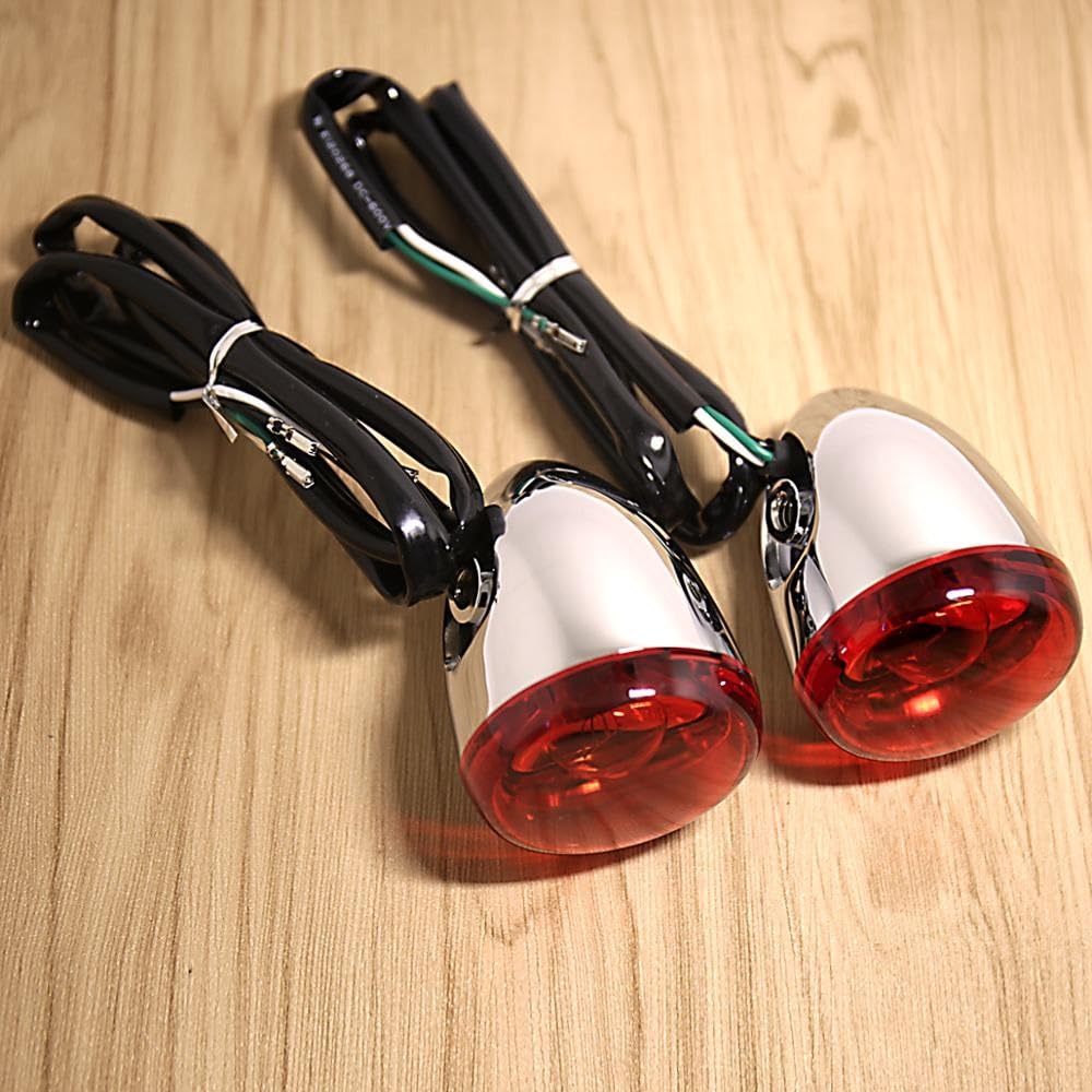 Intermitentes De Bala Cromados Traseros, Soporte Lente Roja para Harley Dyna Softail Fatboy FXDB Sportster 883 1200
