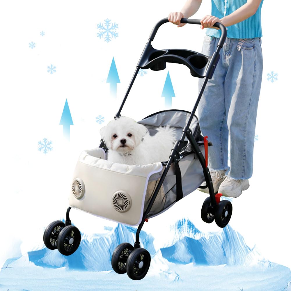 Cooling Pad for Dogs Cats - 3-Level Adjustable Ventilated Pet Mat with USB Port, Portable Washable Design for Strollers Camping Travel Cars Kennels Outdoors Summer Use (Black)