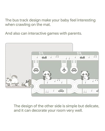 Miniatura 6 de Tapete de juego para bebé de 47 x 47 pulgadas, tapete plegable para bebé, tapete de juego reversible de espuma impermeable para bebé, tapete de bebé