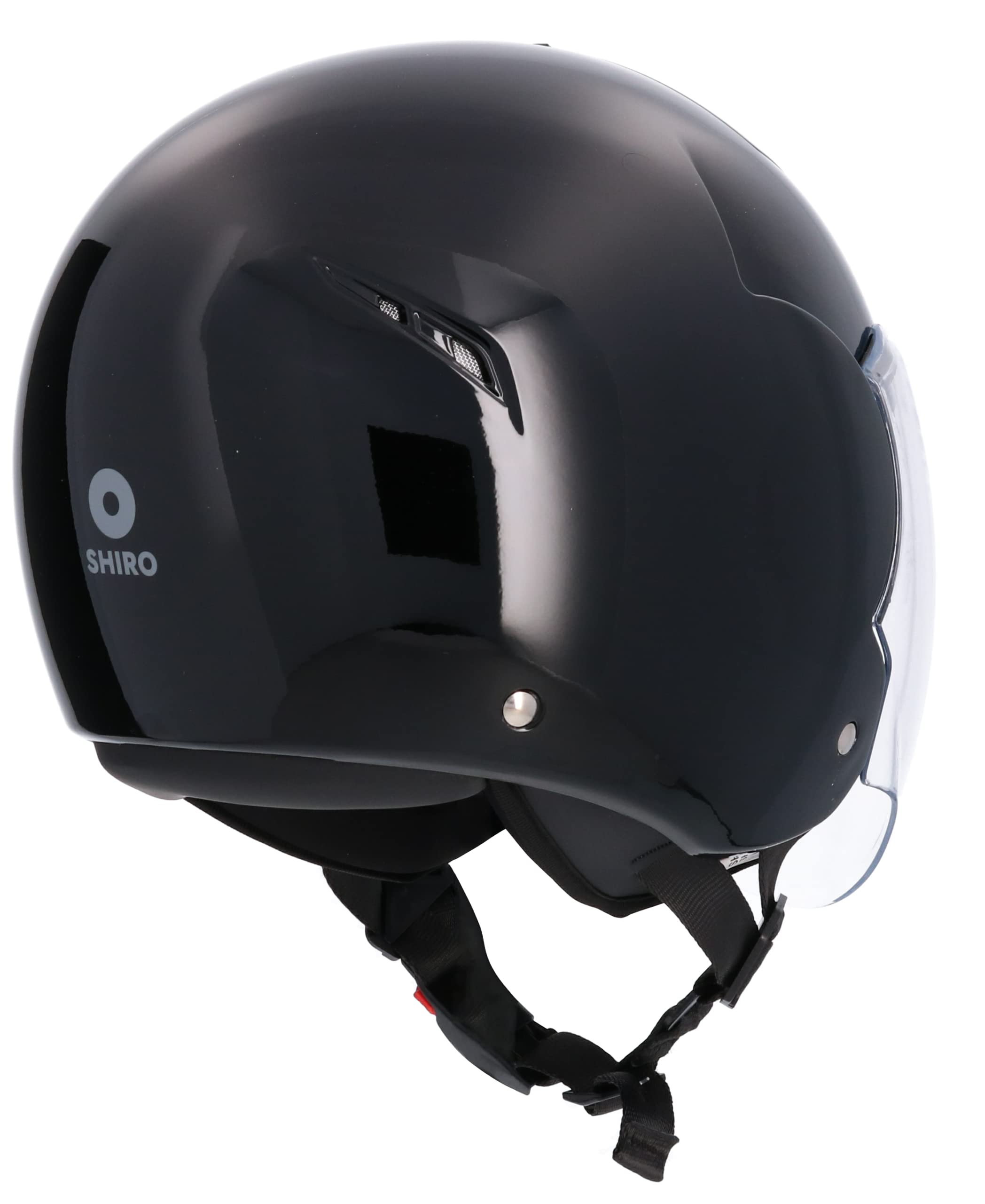 Casco Tokio SH-64 SV Monocolor HOMOLOGADO Unisex con Gafas DE Sol (Negro Brillo, XS)