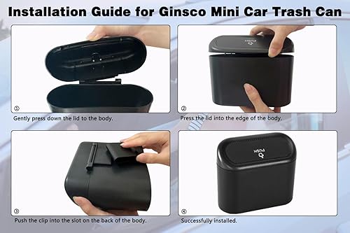 Miniatura 7 de Ginsco Mini cubo de basura para automóvil con tapa, cubo de basura pequeño para automóvil, accesorios de automóvil para interior, lindo cubo de
