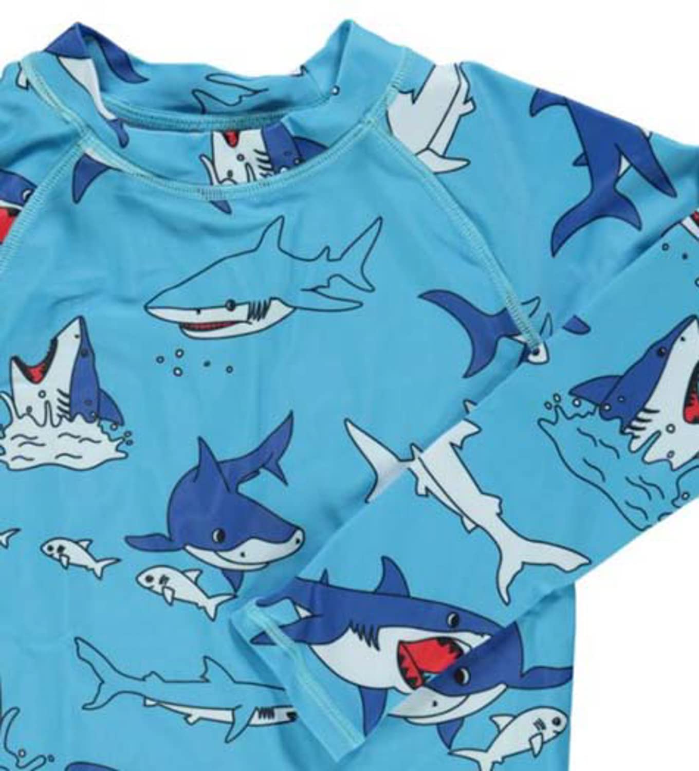 Smafolk UV-Schutz Langarmshirt Rash Guard hellblau mit Allover Print: Hai