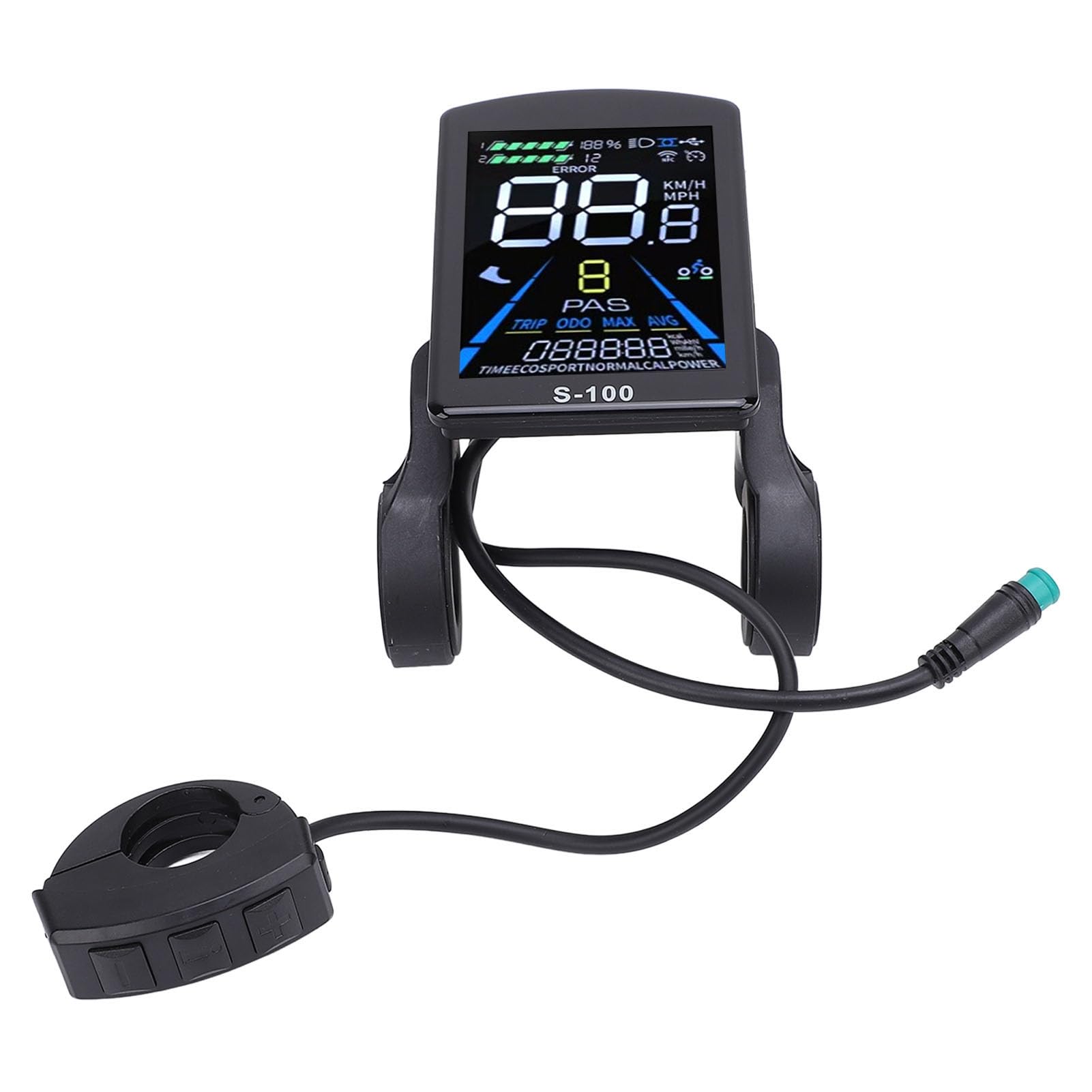 Generic Display LCD Universale per Bici Elettrica Pannello di Controllo LCD per Bici Elettrica ABS da 24 V a 72 V Schermo Impermeabile a 5 Pin per Manubrio da 22,2 Mm Mountain Bike Pendolari Ciclismo