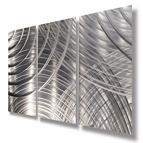 Statements2000 Silver 3 Piece Modern Metal Wall Sculpture - Abstract Home & Office Decor - Contemporary Metal Wall Art - Equinox 2 3P By Jon Allen #TOP4
