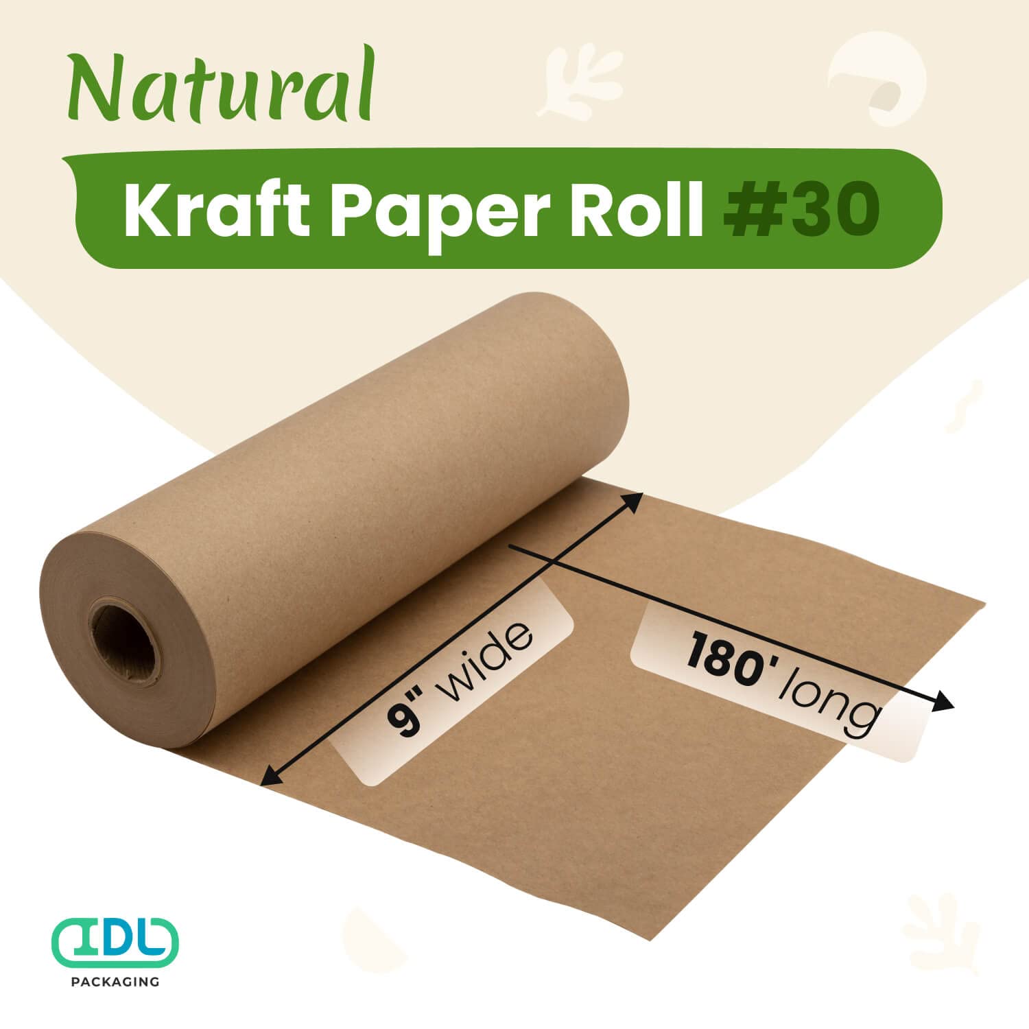 IDL Packaging 9" x 180 feet (2160 inches) Brown Kraft Paper Roll for Packing, Tablecloth, Art and Other Projects : Arts, Crafts & Sewing