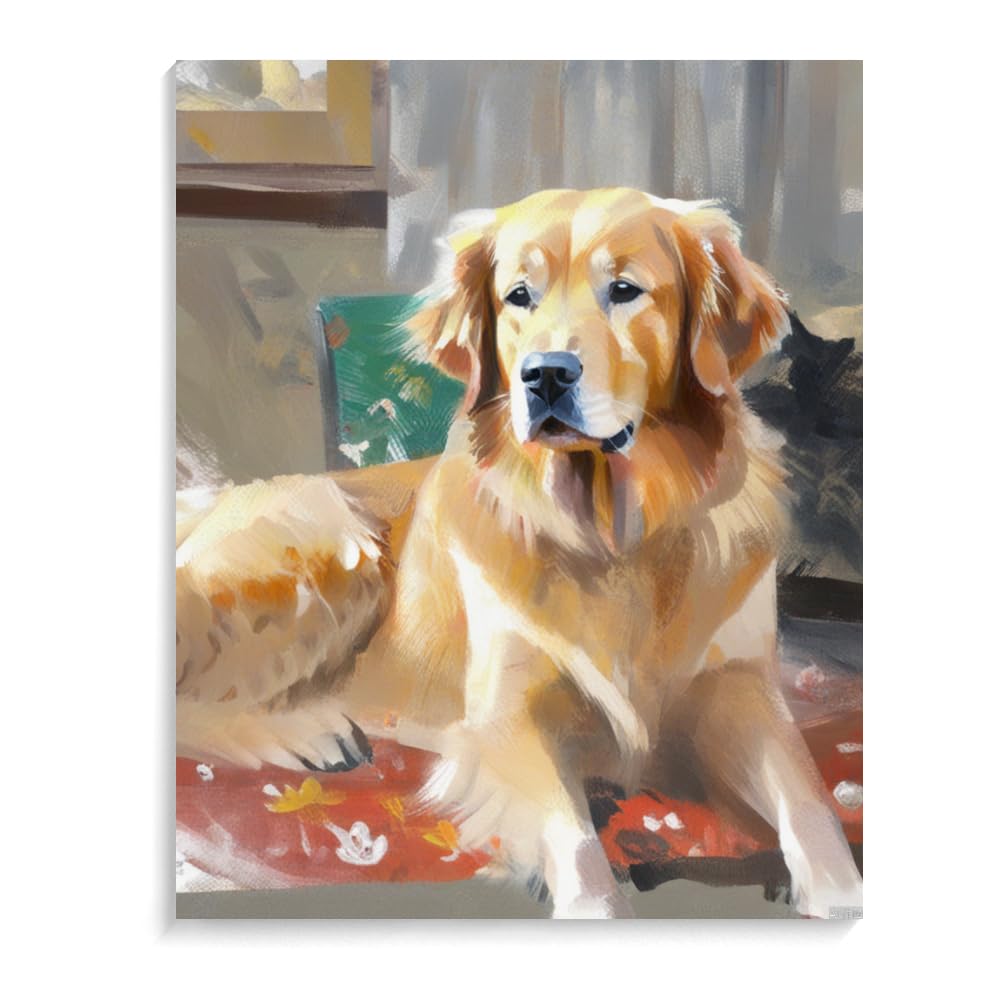 Paint by Number Kits Golden Retriever Dog Paint by Numbers,DIY Oil Painting Acrylic Paints for Wall Art 20x24inch(50x60cm) Frameless