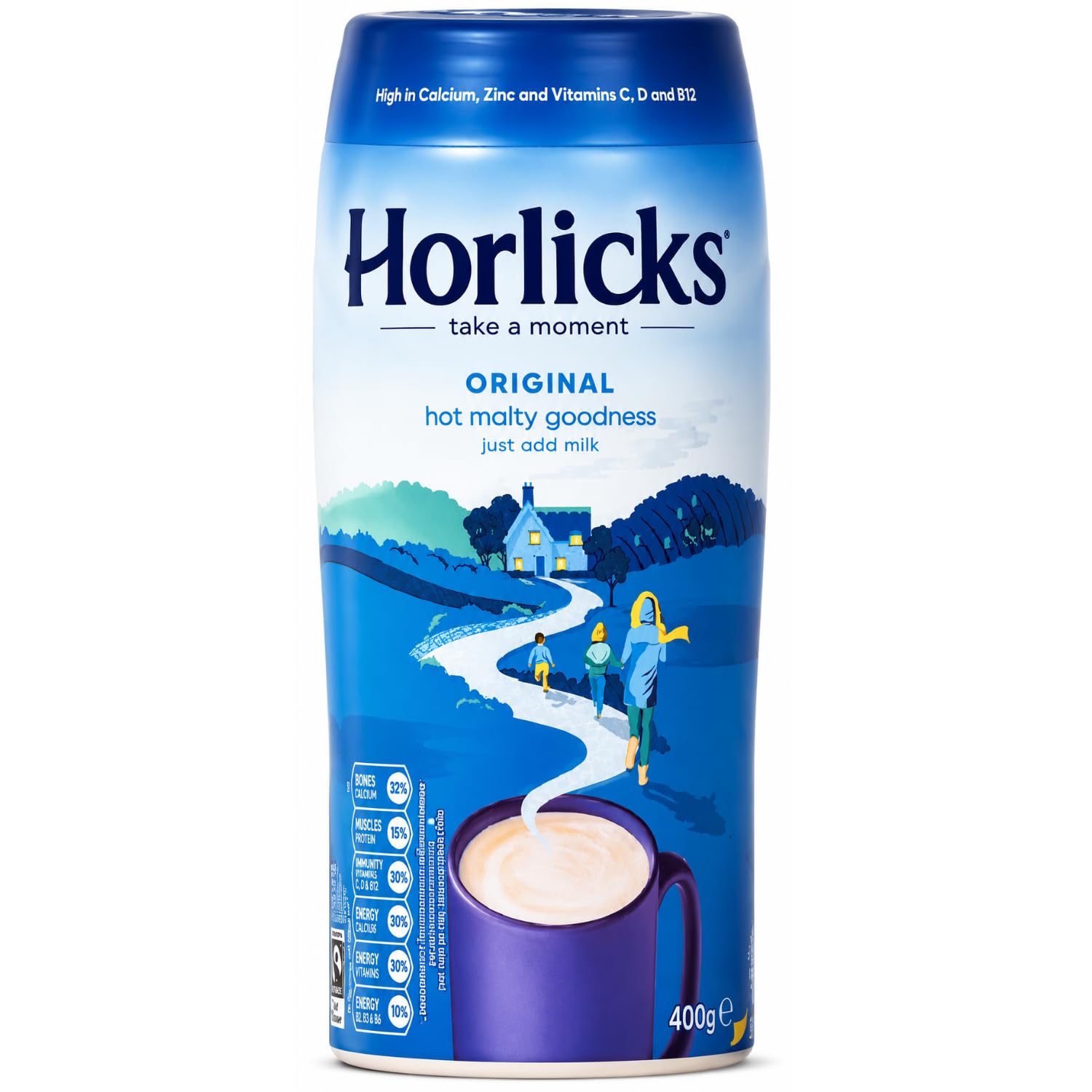 HORLICKS - Original Hot Malty Goodness Drink Mix (400g) By COUGAR | Smooth Creamy Malt Beverage Powder | Just Add Milk Nutritional Drink for Daily Refreshment, Warm Comfort & Family Enjoyment Anytime – (Imported-UK)-image-36