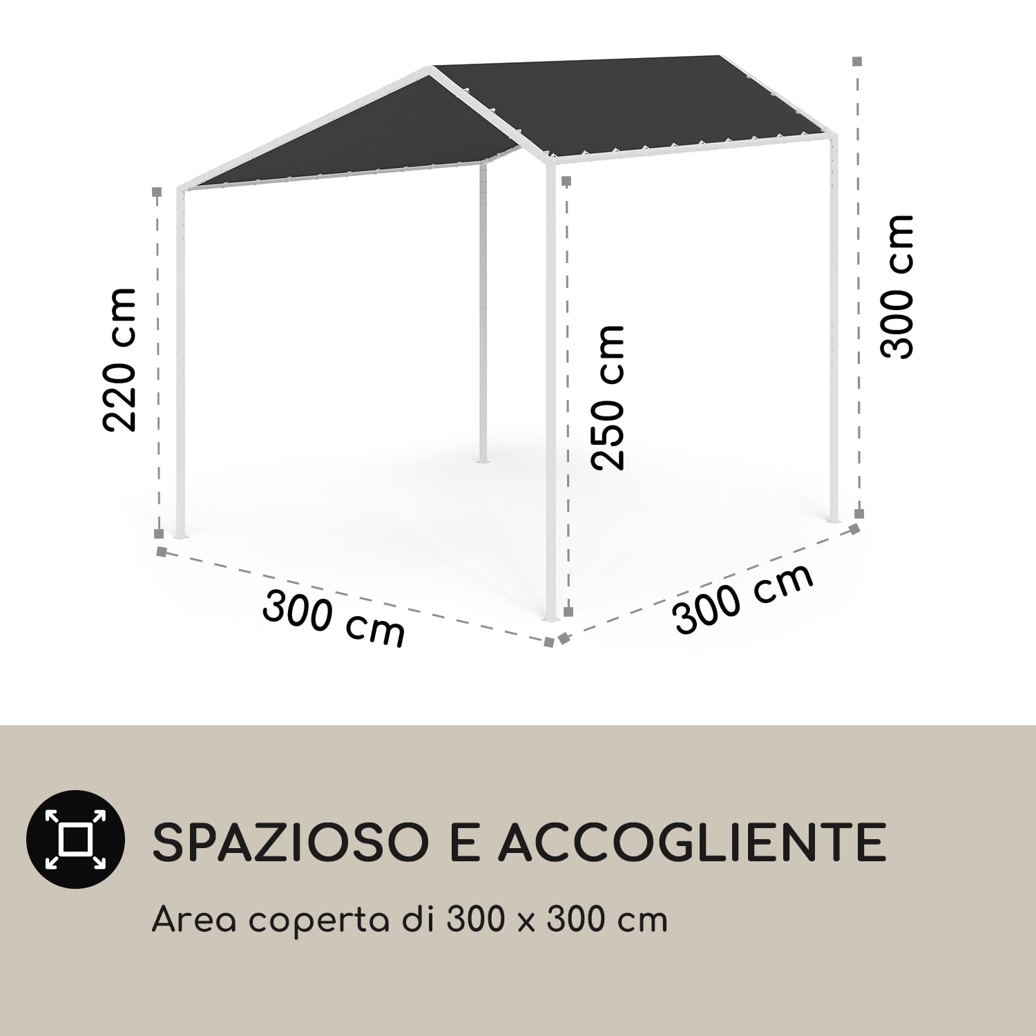 Blumfeldt Gazebo, Gazebo 3x3 con Struttura in Alluminio, da Giardino con Tettuccio Antivento e Idrorepellente, Esterno Resistente Protezione da Raggi UV 50+ per Eventi e BBQ- Grigio