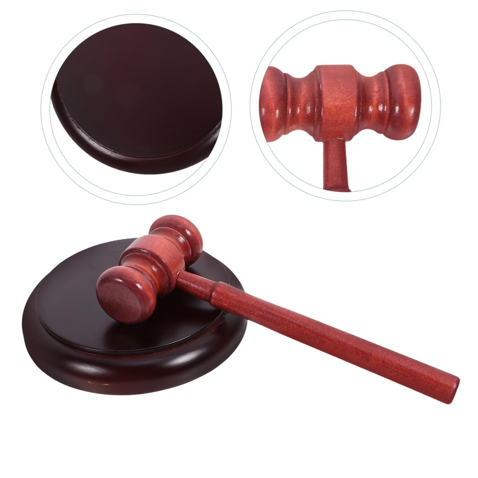 Set di martelletti for giudici in legno da 10 pollici con blocco sonoro, martello for aste con impugnatura comoda for uso portatile in tribunale dei giudici degli avvocati Martelli da carpentiere