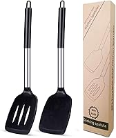 Vista 6 de AR3T Home Essentials - Juego de cucharón y tenedor de silicona para pasta, utensilios de cocina antiadherentes grandes para cocinar, servir