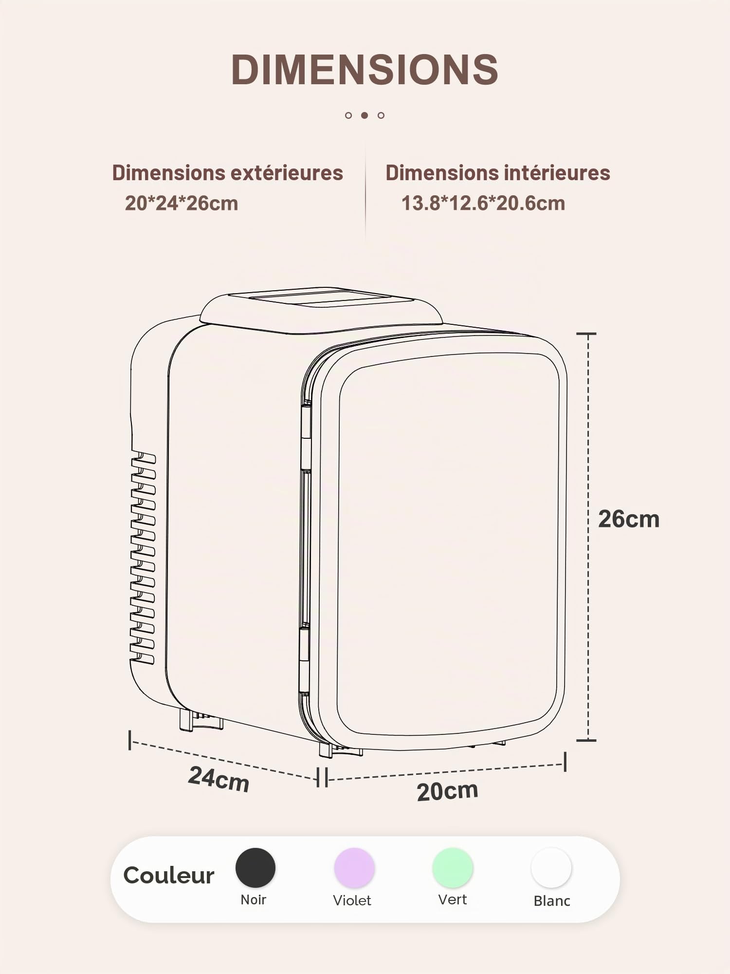 Reemix Mini Frigo de Chambre 4L/6 Canettes, Petit Frigo Portable 240V/12V, Mode Silencieux, Fonction Chaud et Froid, Refrigerateur Petit, Frigo Bar (Blanc)