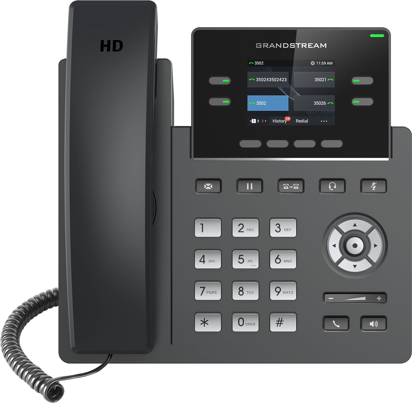 Grandstream GRP2612W IP Phone | 4 Lines, 4 SIP Accounts | 2.4-Inch Color Display | Wi-Fi 5 | Dual-Port 10/100 Ethernet with Integrated PoE