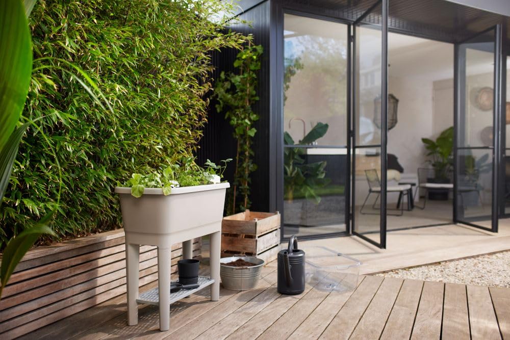 Elho Noa Grow Table 80 - Jardinera por Cultívalo tú Mismo - Ø 78.5 x H 34.2 cm - Warm Grey